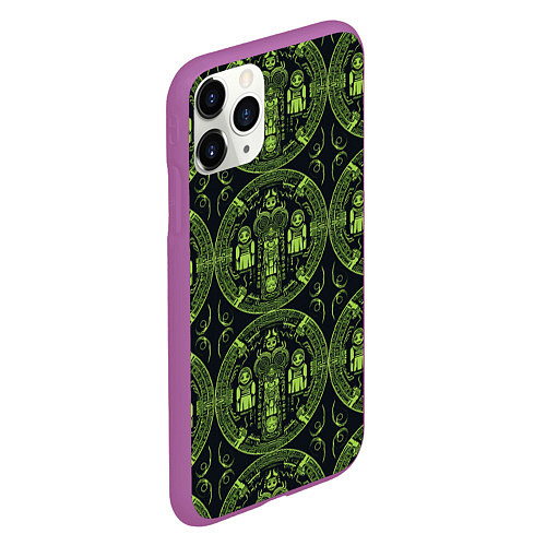 Чехол iPhone 11 Pro матовый Орнамент маори / 3D-Фиолетовый – фото 2