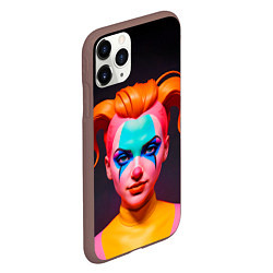 Чехол iPhone 11 Pro матовый Девушка клоун с жёлтыми волосами, цвет: 3D-коричневый — фото 2