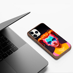Чехол iPhone 11 Pro матовый Девушка клоун с жёлтыми волосами, цвет: 3D-коричневый — фото 2