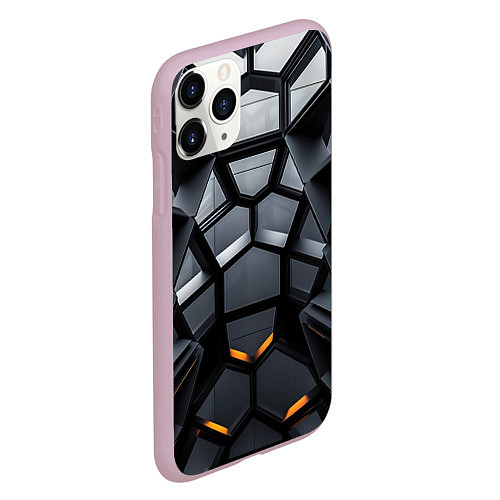 Чехол iPhone 11 Pro матовый Объемная черная конструкция / 3D-Розовый – фото 2