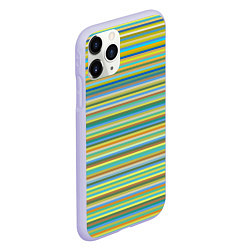 Чехол iPhone 11 Pro матовый Горизонтальные разноцветные полосы, цвет: 3D-светло-сиреневый — фото 2