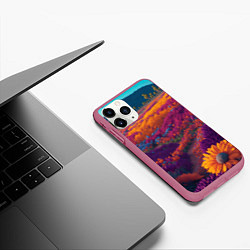 Чехол iPhone 11 Pro матовый Цветочный луг, цвет: 3D-малиновый — фото 2