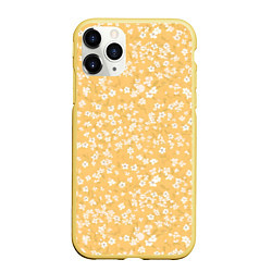 Чехол iPhone 11 Pro матовый Сакура паттерн, цвет: 3D-желтый