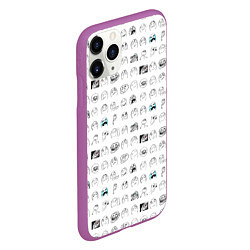 Чехол iPhone 11 Pro матовый Паттерн мемы, цвет: 3D-фиолетовый — фото 2
