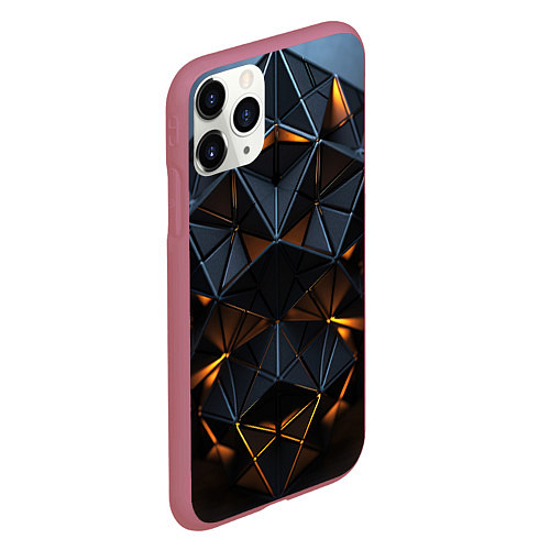 Чехол iPhone 11 Pro матовый Объемные кубы / 3D-Малиновый – фото 2