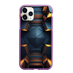 Чехол iPhone 11 Pro матовый Объемные полигоны, цвет: 3D-фиолетовый