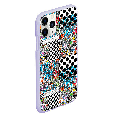Чехол iPhone 11 Pro матовый Graffiti Mix / 3D-Светло-сиреневый – фото 2