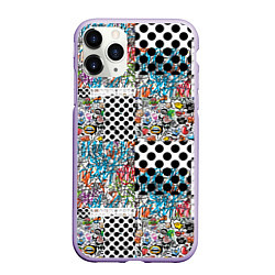 Чехол iPhone 11 Pro матовый Graffiti Mix, цвет: 3D-светло-сиреневый