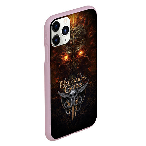 Чехол iPhone 11 Pro матовый Baldurs Gate 3 logo / 3D-Розовый – фото 2