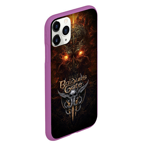 Чехол iPhone 11 Pro матовый Baldurs Gate 3 logo / 3D-Фиолетовый – фото 2