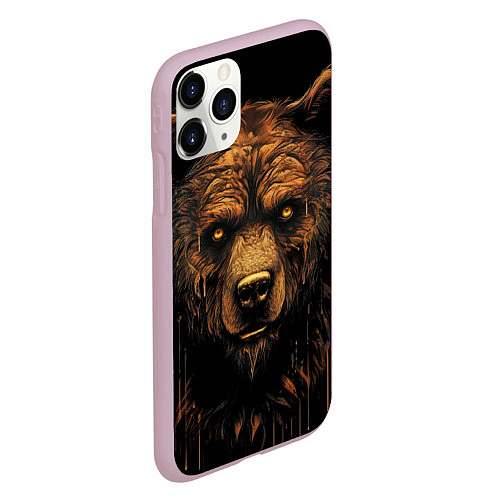 Чехол iPhone 11 Pro матовый Медведь иллюстрация / 3D-Розовый – фото 2
