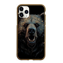 Чехол iPhone 11 Pro матовый Мощный медведь, цвет: 3D-коричневый