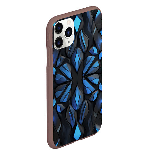 Чехол iPhone 11 Pro матовый Синие объемные узоры / 3D-Коричневый – фото 2
