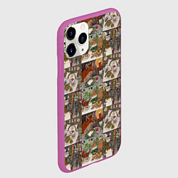 Чехол iPhone 11 Pro матовый Милые иллюстрации коллаж, цвет: 3D-фиолетовый — фото 2