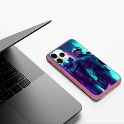 Чехол iPhone 11 Pro матовый Киберлюди, цвет: 3D-малиновый — фото 2