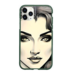 Чехол iPhone 11 Pro матовый Красивая женщина, цвет: 3D-темно-зеленый