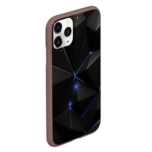 Чехол iPhone 11 Pro матовый Black geometry texture / 3D-Коричневый – фото 2