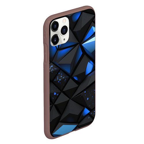 Чехол iPhone 11 Pro матовый Blue black texture / 3D-Коричневый – фото 2