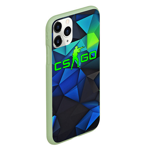 Чехол iPhone 11 Pro матовый CSGO blue abstract / 3D-Салатовый – фото 2