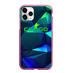 Чехол iPhone 11 Pro матовый CSGO blue green gradient, цвет: 3D-малиновый