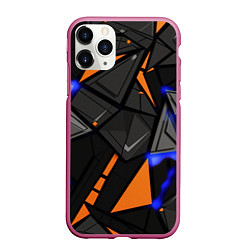 Чехол iPhone 11 Pro матовый Orange black style, цвет: 3D-малиновый