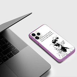 Чехол iPhone 11 Pro матовый Дазай и цитата - Бродячие псы, цвет: 3D-фиолетовый — фото 2