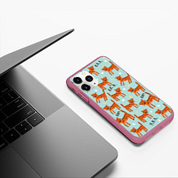 Чехол iPhone 11 Pro матовый Очень злой бенгальский тигр, цвет: 3D-малиновый — фото 2