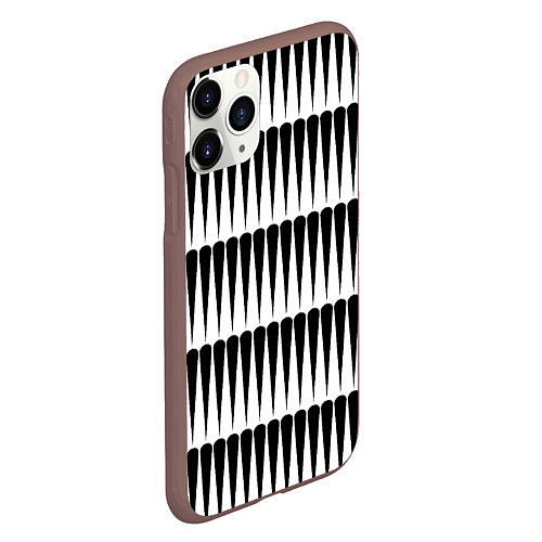 Чехол iPhone 11 Pro матовый Объемная полосатая геометрия / 3D-Коричневый – фото 2