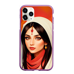 Чехол iPhone 11 Pro матовый Нейросеть - индийская принцесса, цвет: 3D-фиолетовый