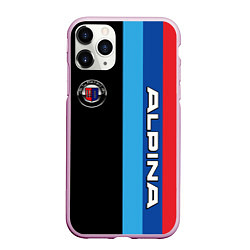 Чехол iPhone 11 Pro матовый Alpina - полосы бмв, цвет: 3D-розовый