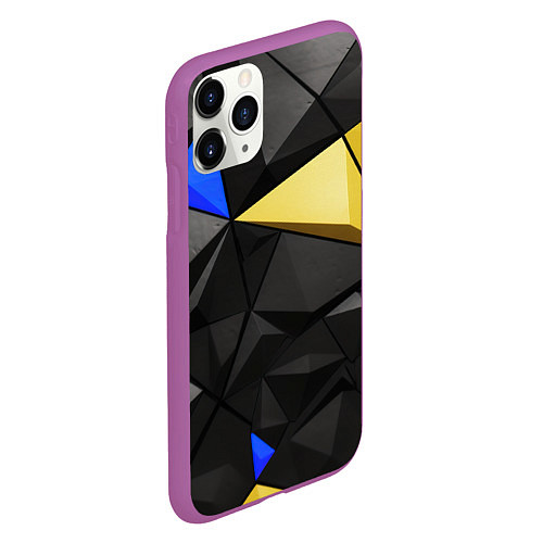 Чехол iPhone 11 Pro матовый Black yellow elements / 3D-Фиолетовый – фото 2