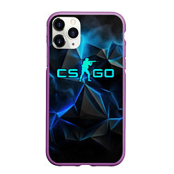 Чехол iPhone 11 Pro матовый CSGO neon style logo, цвет: 3D-фиолетовый
