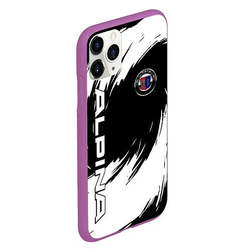 Чехол iPhone 11 Pro матовый Alpina - белые завихрения / 3D-Фиолетовый – фото 2