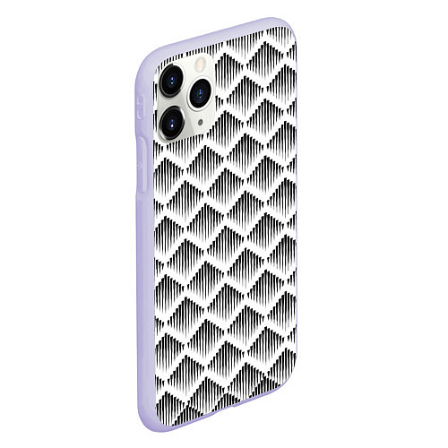 Чехол iPhone 11 Pro матовый Ромбы из черных треугольников / 3D-Светло-сиреневый – фото 2