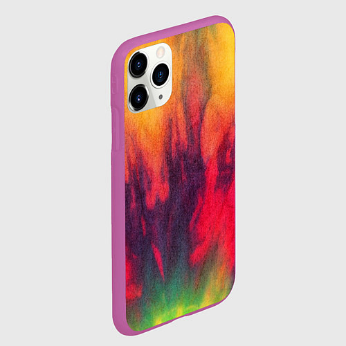 Чехол iPhone 11 Pro матовый Огненный тай дай / 3D-Фиолетовый – фото 2