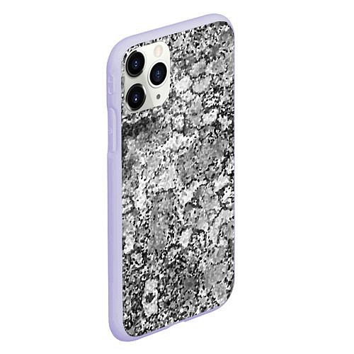 Чехол iPhone 11 Pro матовый Черно-белый мозаичный узор / 3D-Светло-сиреневый – фото 2