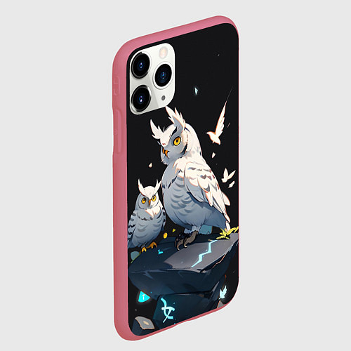 Чехол iPhone 11 Pro матовый Филины и магия / 3D-Малиновый – фото 2