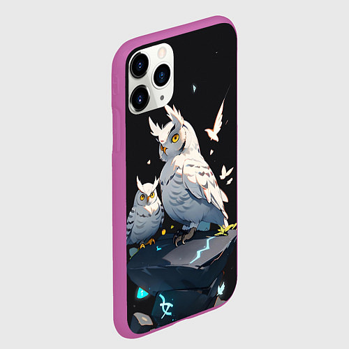 Чехол iPhone 11 Pro матовый Филины и магия / 3D-Фиолетовый – фото 2
