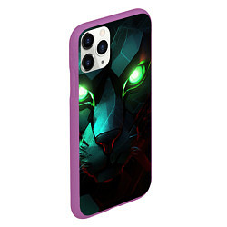 Чехол iPhone 11 Pro матовый Cat cyberpunk, цвет: 3D-фиолетовый — фото 2