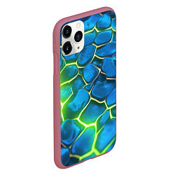 Чехол iPhone 11 Pro матовый Green blue neon, цвет: 3D-малиновый — фото 2