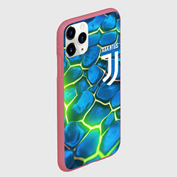 Чехол iPhone 11 Pro матовый Juventus blue green neon, цвет: 3D-малиновый — фото 2