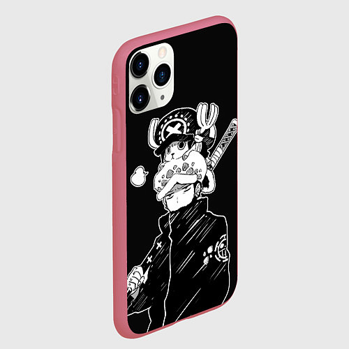 Чехол iPhone 11 Pro матовый Трафальгар и Чоппер - Ван пис / 3D-Малиновый – фото 2