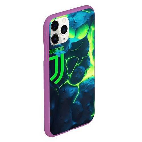 Чехол iPhone 11 Pro матовый Juventus green neon / 3D-Фиолетовый – фото 2