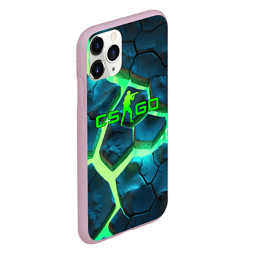 Чехол iPhone 11 Pro матовый CS GO green texture logo / 3D-Розовый – фото 2