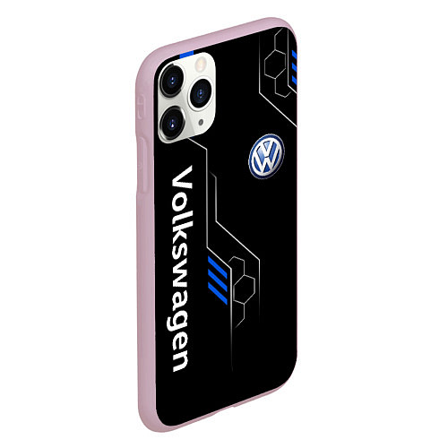 Чехол iPhone 11 Pro матовый Volkswagen - blue technology / 3D-Розовый – фото 2