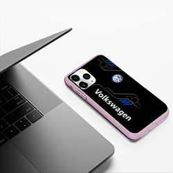 Чехол iPhone 11 Pro матовый Volkswagen - blue technology, цвет: 3D-розовый — фото 2