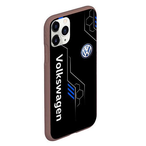 Чехол iPhone 11 Pro матовый Volkswagen - blue technology / 3D-Коричневый – фото 2