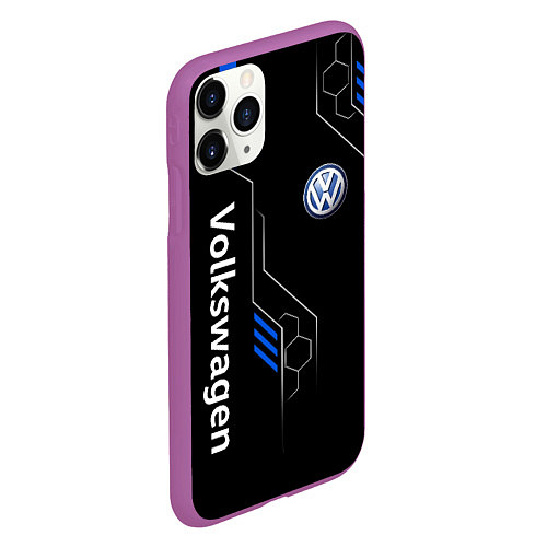 Чехол iPhone 11 Pro матовый Volkswagen - blue technology / 3D-Фиолетовый – фото 2