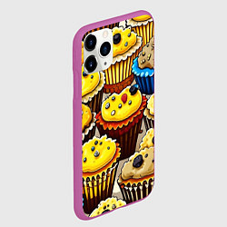 Чехол iPhone 11 Pro матовый Вкусный принт - кексы от нейросети, цвет: 3D-фиолетовый — фото 2
