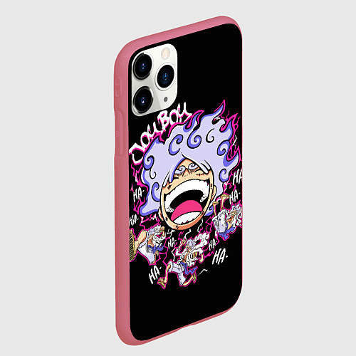 Чехол iPhone 11 Pro матовый Веселый 5 Гир Луффи / 3D-Малиновый – фото 2